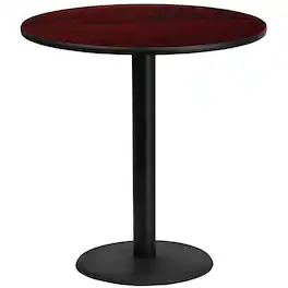 Emma + Oliver - 42" Round Laminate Table Top with 24" Round Bar Height Table Base - Mahogany