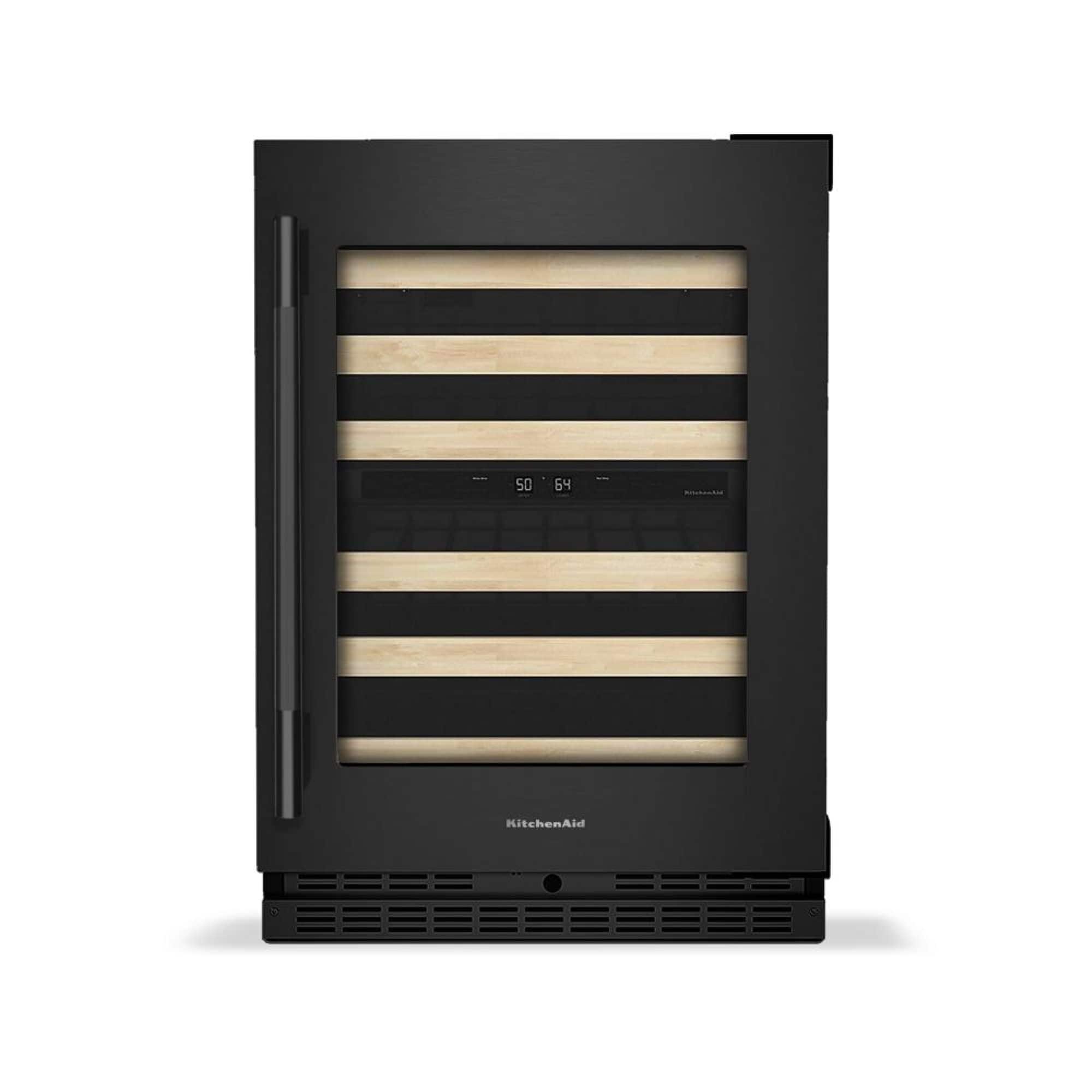 KitchenAid - 46-Bottle Wine Cellar with Full-Extension Wood-Front Racks - Black Ore