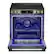 The oven is a blue and silver model with the number 888E on it. The time displayed on the oven is 2:35.