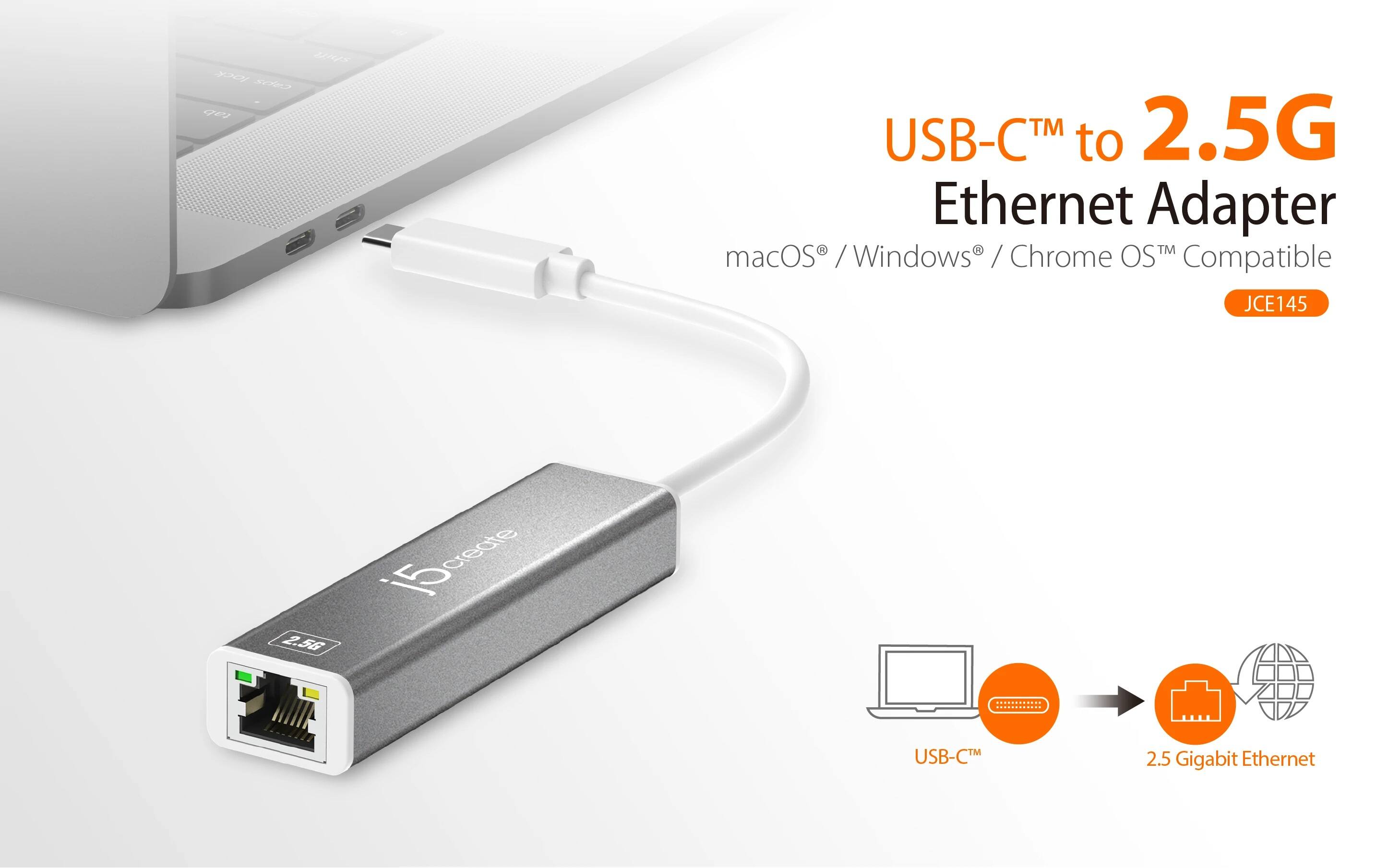 Alt View 13. j5create - USB-C to 2.5G Ethernet Adapter - Silver.