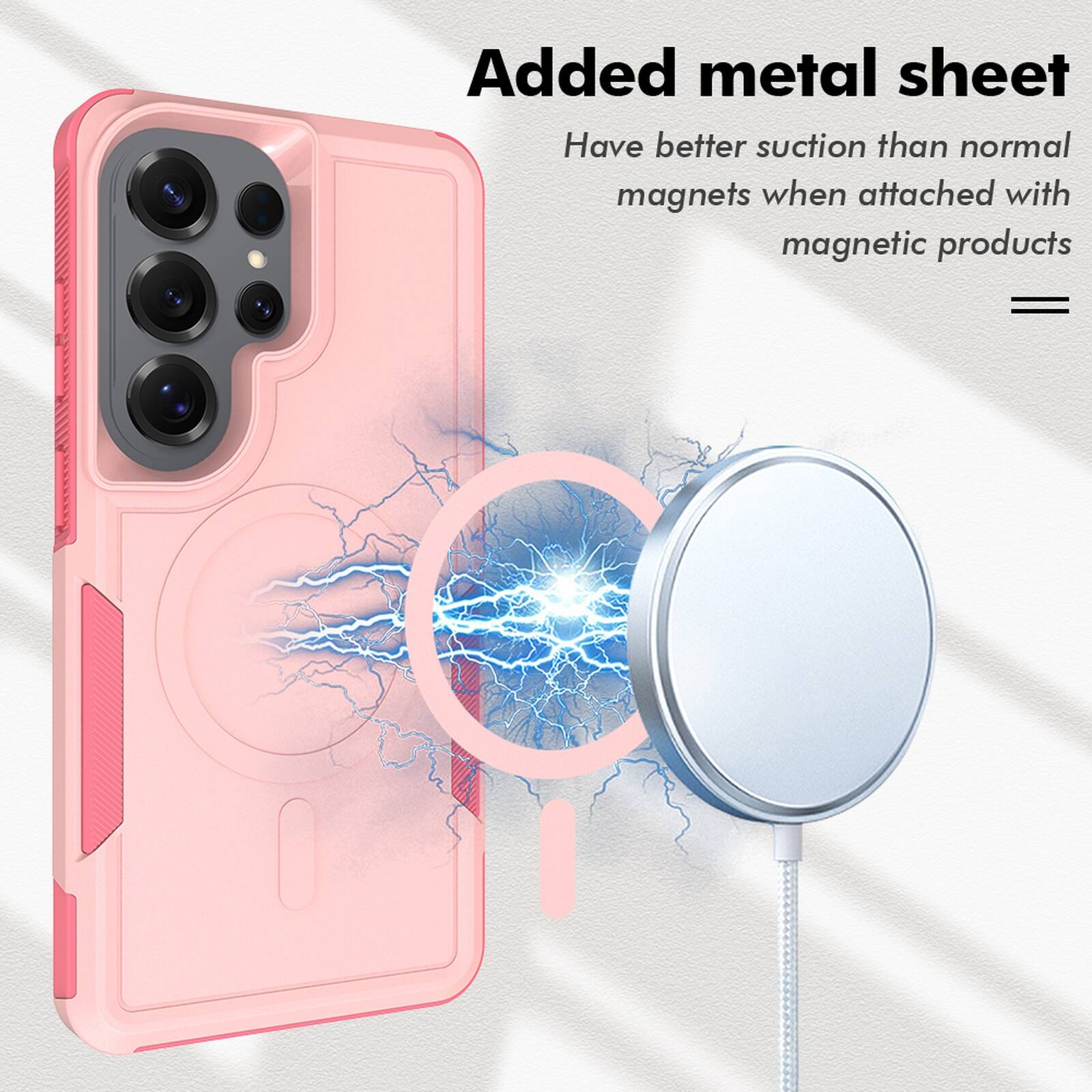 Added metal sheet  
Have better suction than normal magnets when attached with magnetic products