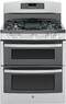 GE - 30" Self-Cleaning Freestanding Double Oven Gas Range - Stainless steel-Front_Standard