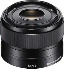 Front. Sony - 35mm f/1.8 Prime Lens for Most NEX E-Mount Cameras - Black.