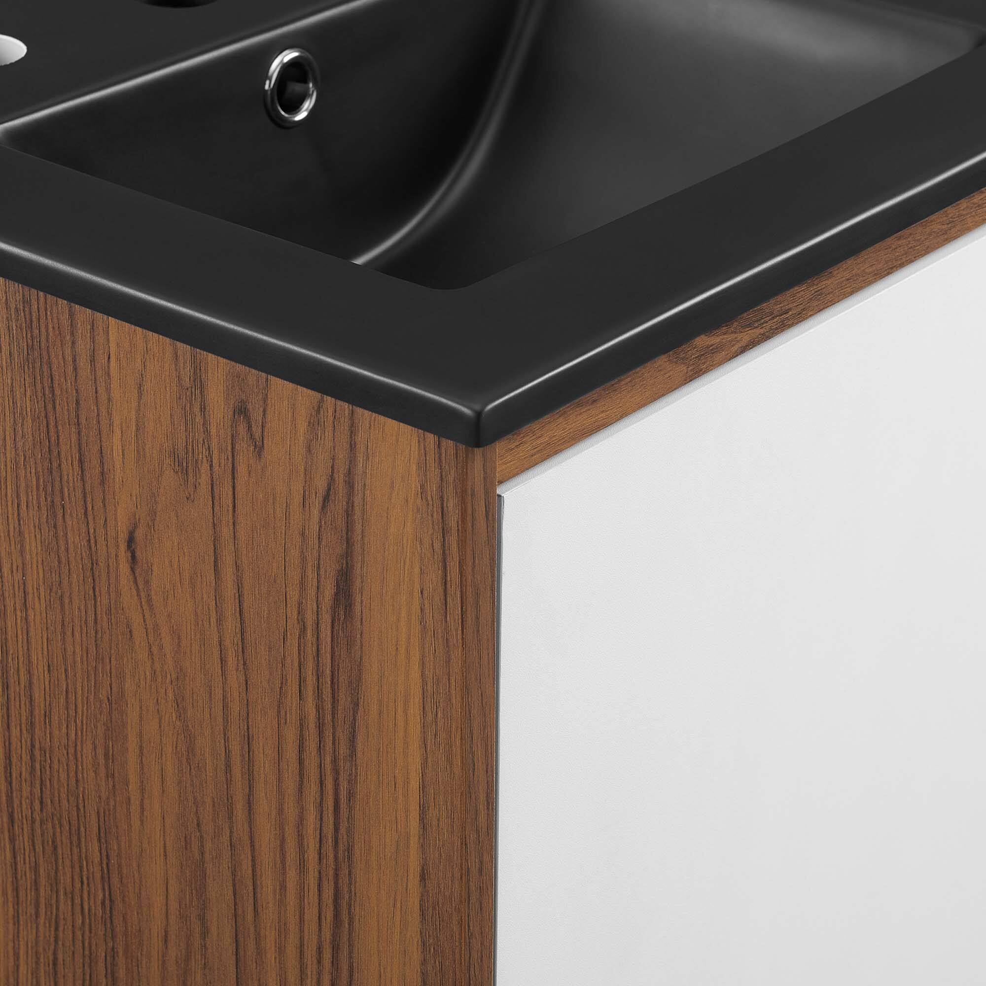 Alt View 6. Modway - Transmit Wall-Mount Bathroom Vanity Basin Included - Walnut Black.
