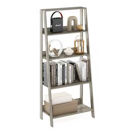 Furinno - LADDER Book Shelf, 5-Tier Ladder Shelf, Bookshelf, Display Storage Shelves, for Living Room, Home Office - Grey Oak