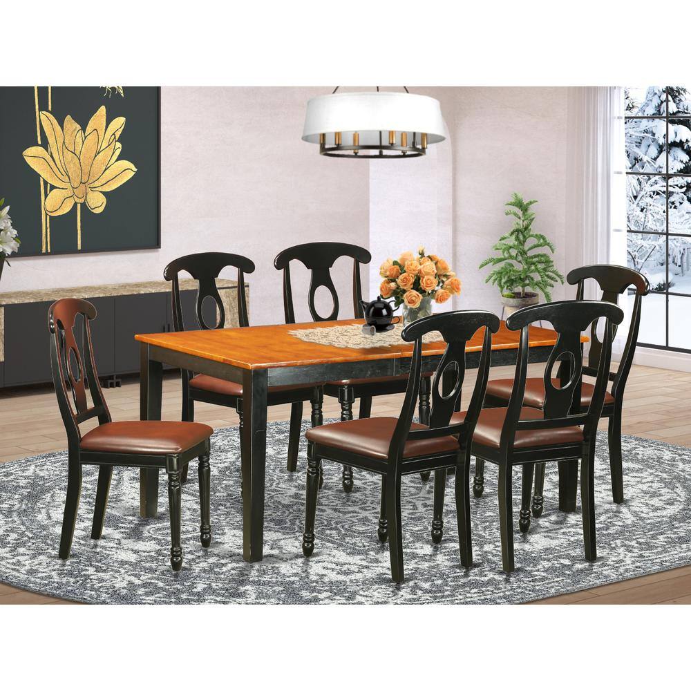 Back. East West Furniture - 7 PC Kitchen Table set-Dining Table and 6 Dining Chairs - Black & Cherry.