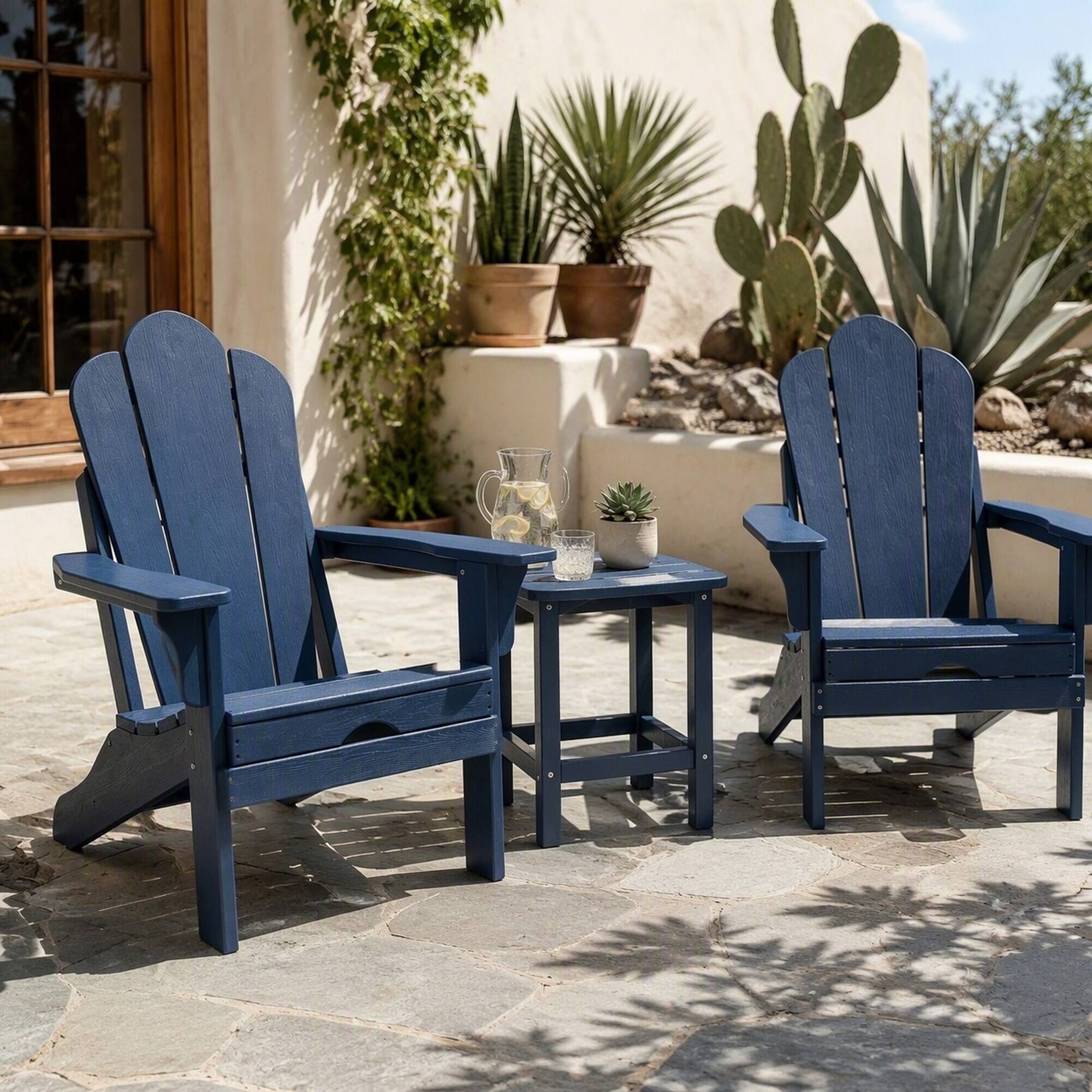 Left. RYHNUYNE - Square Outdoor Side Table,Outdoor Patio End Table,Fade-Resistant Furniture for Porch Pool Garden & Lawn - Navy Blue.
