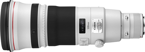 Angle View: Canon - EF 500mm f/4L IS II USM Super Telephoto Lens for Most EOS SLR Cameras - White