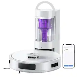 Teendow - Robot Vacuum and Mop Combo, 18000Pa Suction, Bagless Self-Emptying Station, LiDAR Navigation, App-Controlled Map - White