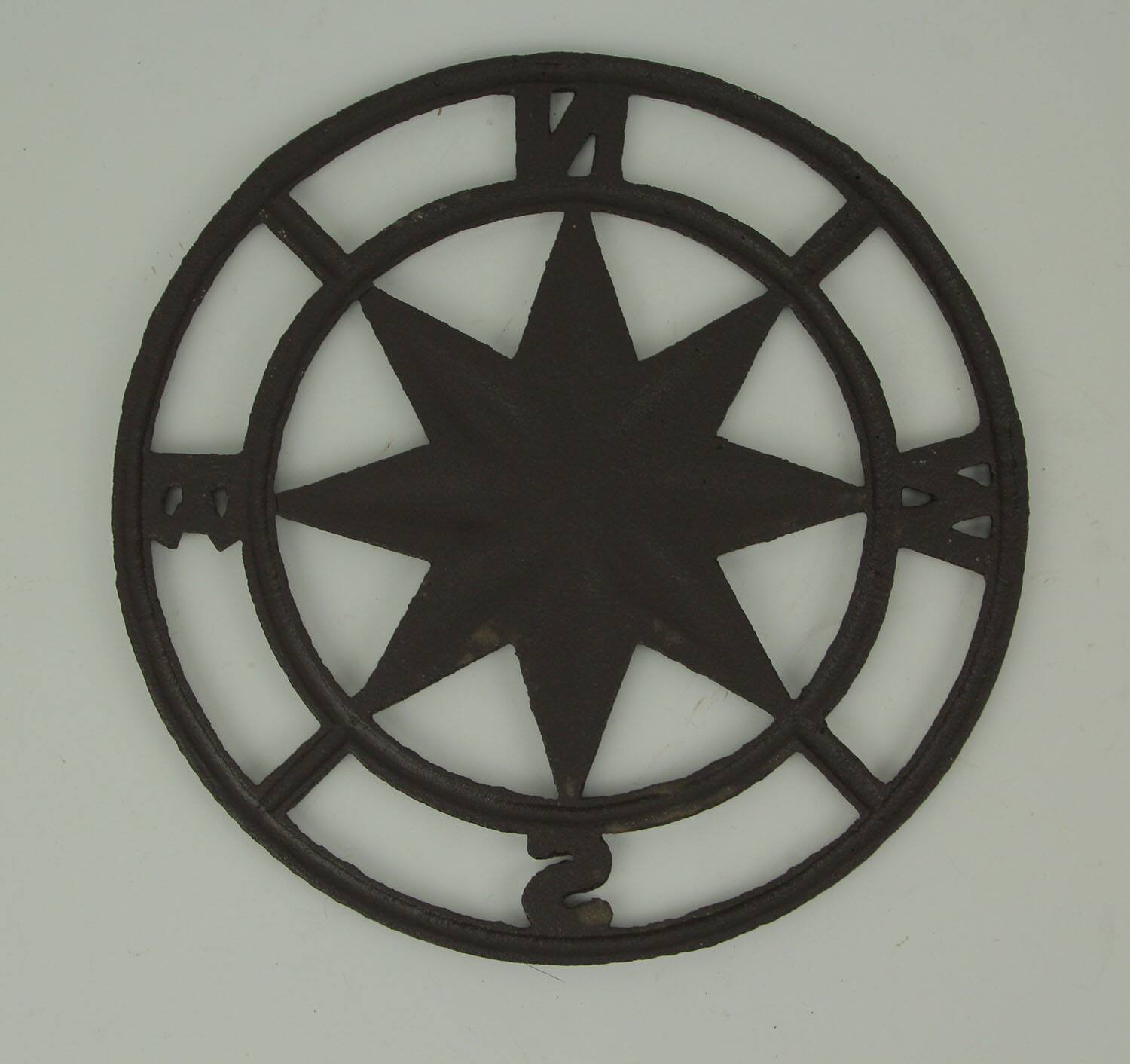 Alt View 2. Chesapeake Bay - Brown Cast Iron Nautical Compass Rose Indoor/Outdoor Wall Hanging - Brown.