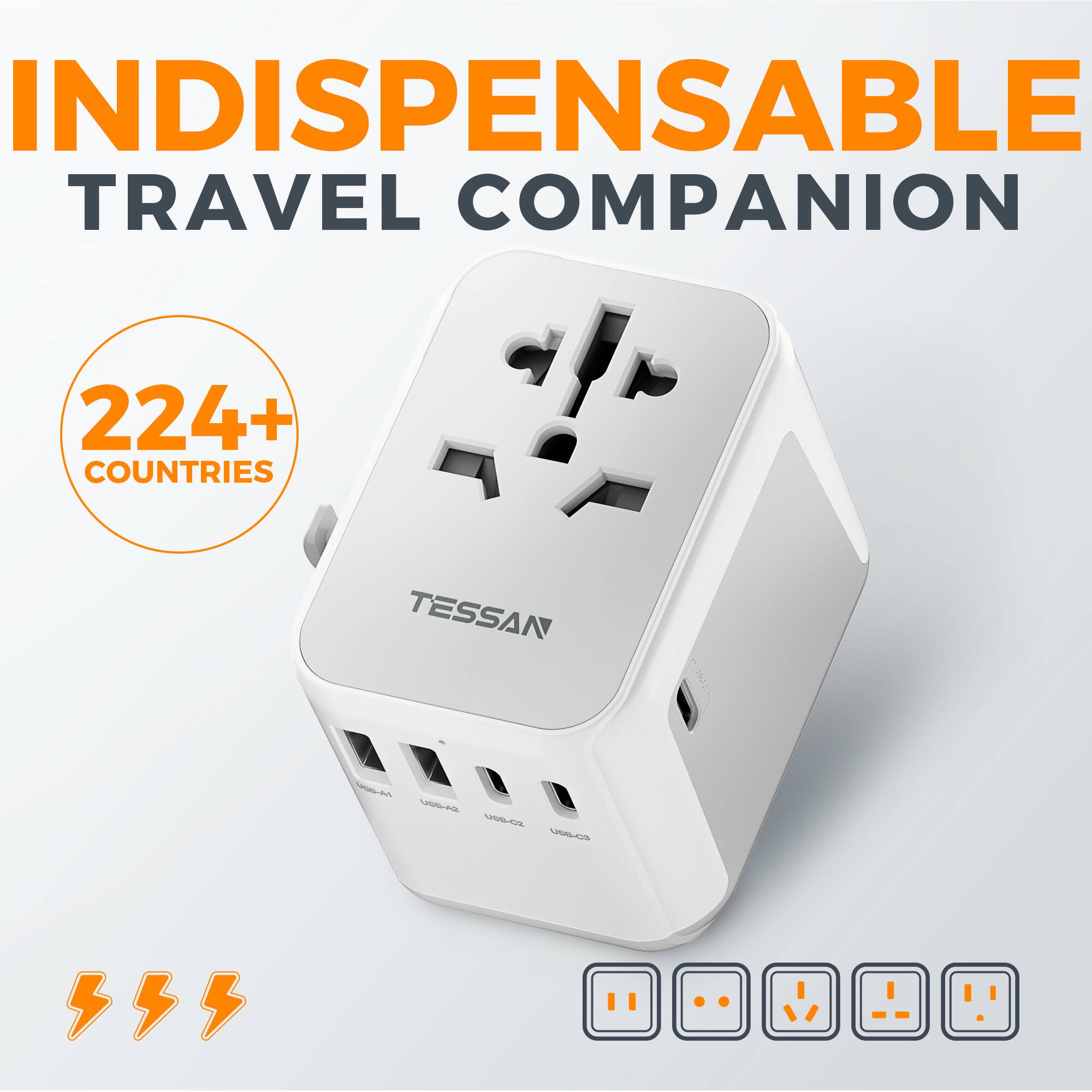 INDISPENSABLE TRAVEL COMPANION  
224+ COUNTRIES  
TESSAN