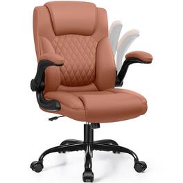 Brick Attic - Leather Office Chair, PU Home Computer Desk Chairs with Ergonomic Back Support, 360°Swivel Free,Small Gmaing Chair - Brown