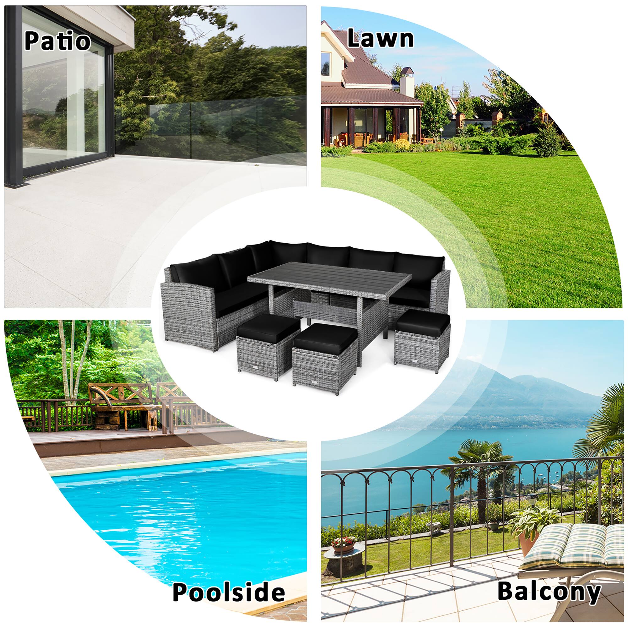 Patio, Lawn, Poolside, Balcony