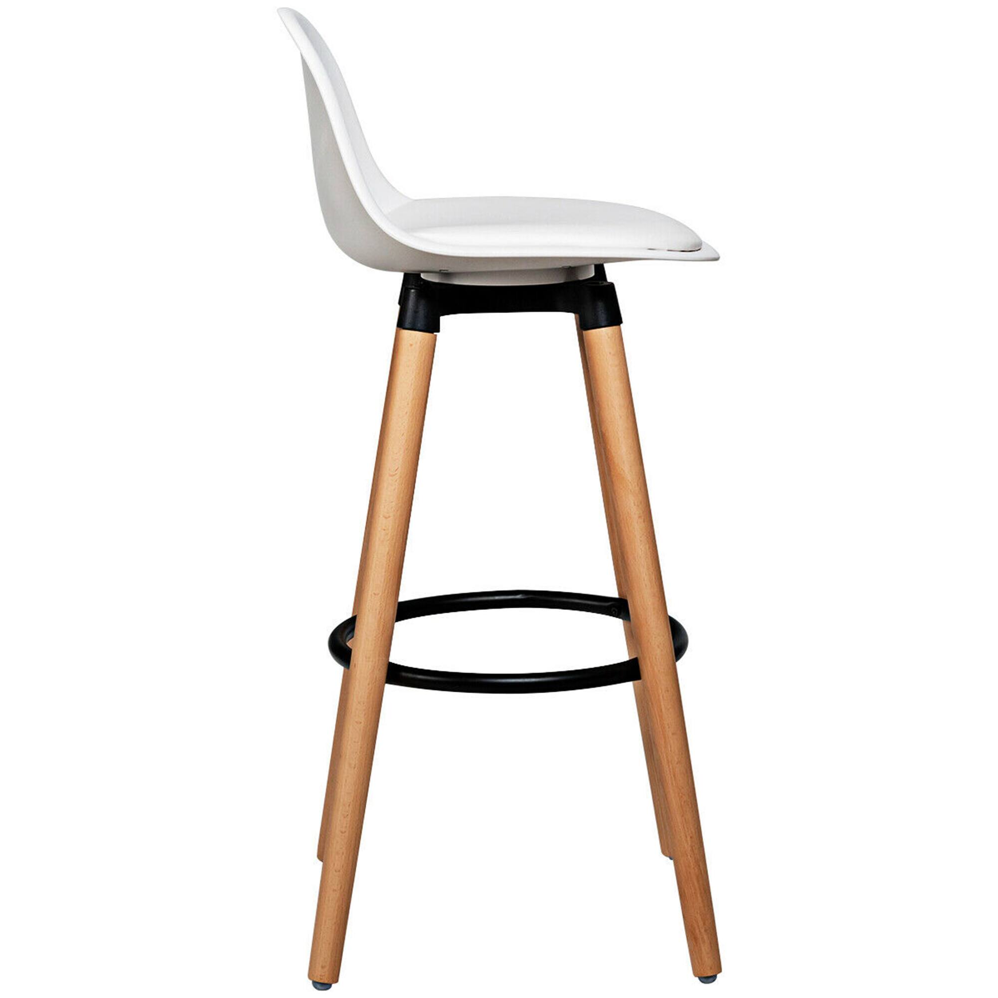 Alt View 4. Gymax - Gymax Set of 2 Mid Century Barstool 28.5" Dining Pub Chair w/Leather Padded Seat White - White.