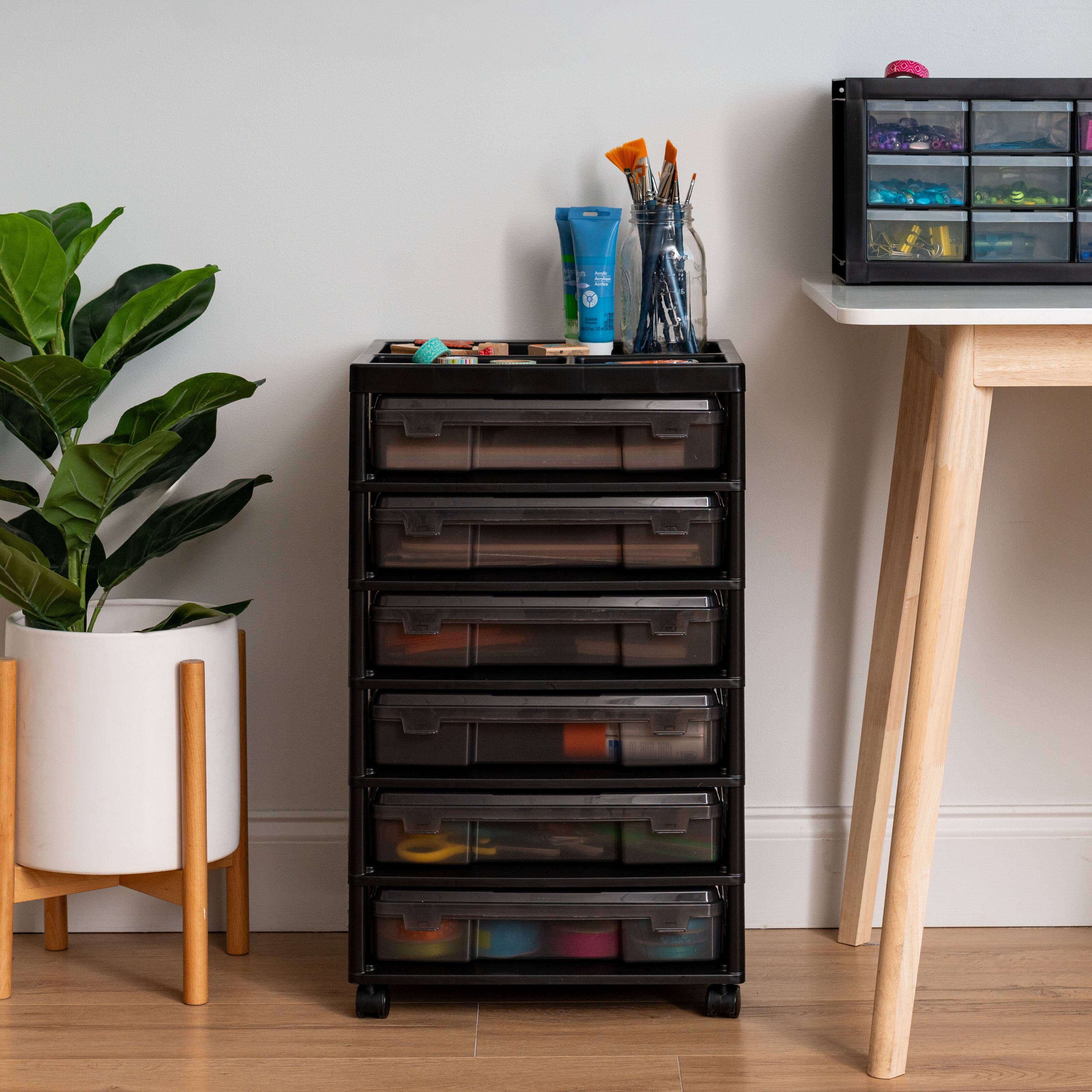 Alt View 6. IRIS USA - IRIS 6-Tier Rolling Storage Cart with organize for Craft Supplies, 6 Cases w/Built in Handle, Gray - Gray.