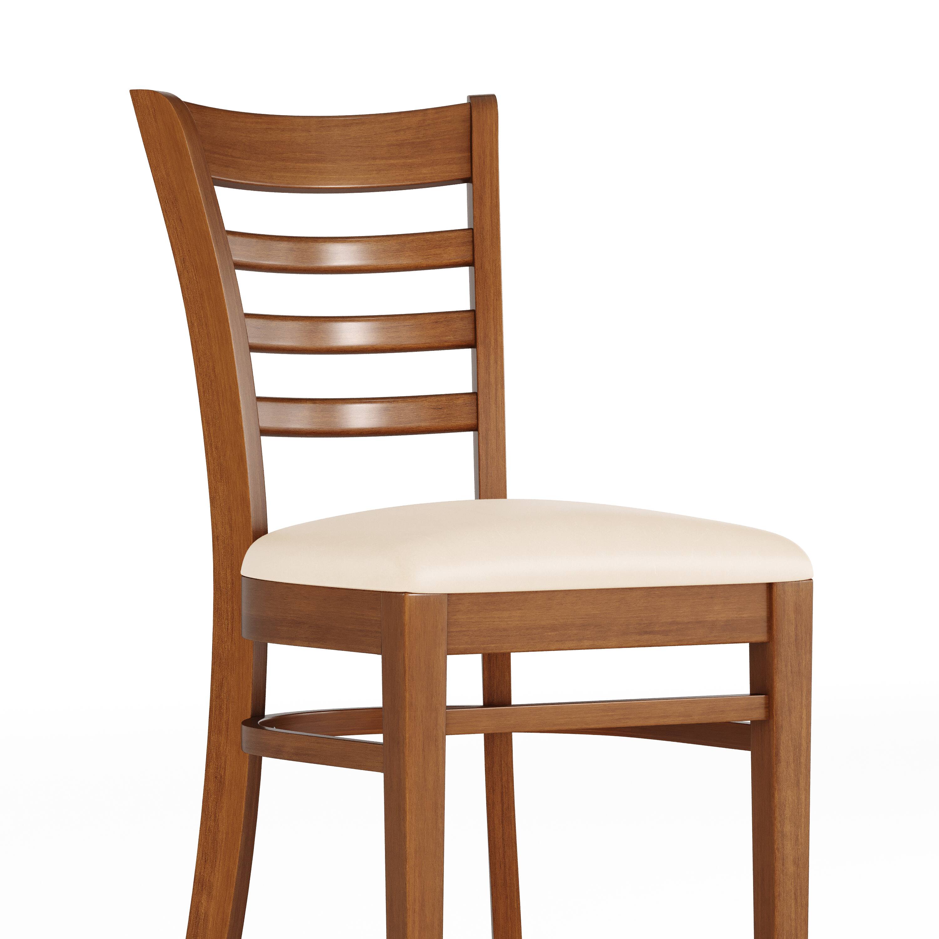 Alt View 10. Emma + Oliver - Ladder Back Wooden Restaurant Dining Chair - Tan Vinyl Seat/Cherry Wood Frame.