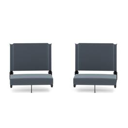 Emma + Oliver - Set of 2 500 lb. Rated Lightweight Stadium Chair with Ultra-Padded Seat - Dark Blue
