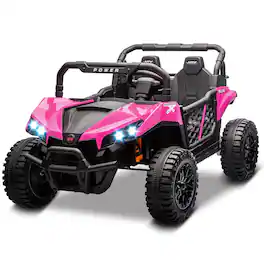 GARVEE - 24V 2-Seater Ride-On UTV for Big Kids, 4 Wheels Electric Vehicles with Remote, 21" Seat, Shock Absorbers - Pink