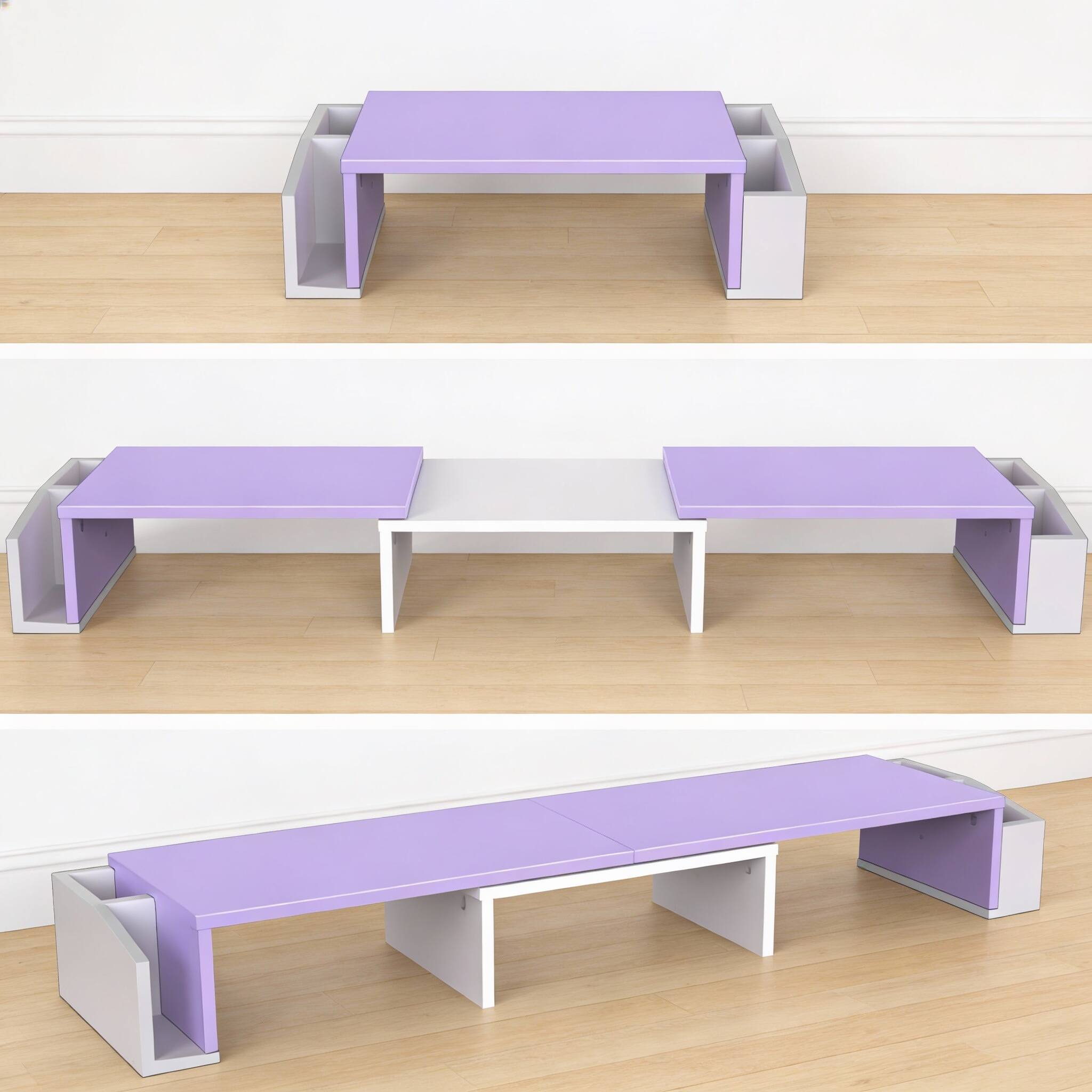 Alt View 2. Frangdom - Dual Monitor Stand Riser with Drawer - Purple.