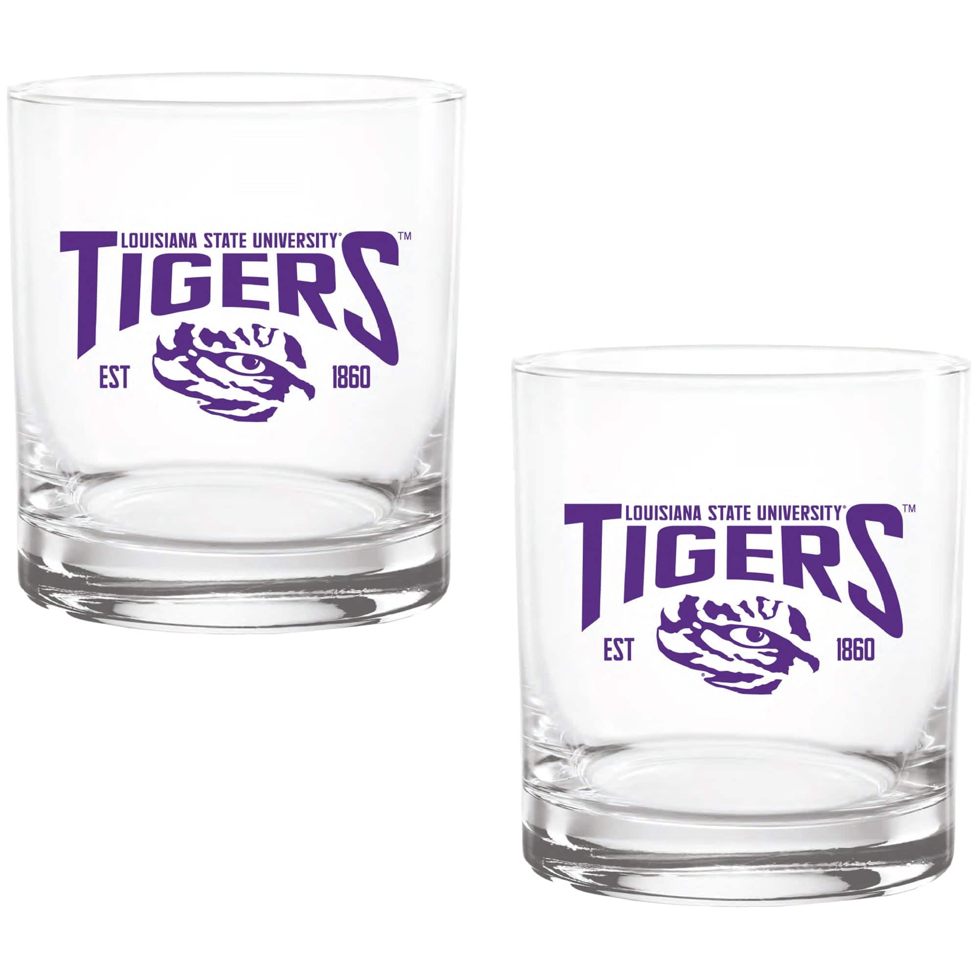 Indigo Falls - LSU Tigers Two-Pack 14oz. Established Rocks Glass Set - Multicolor