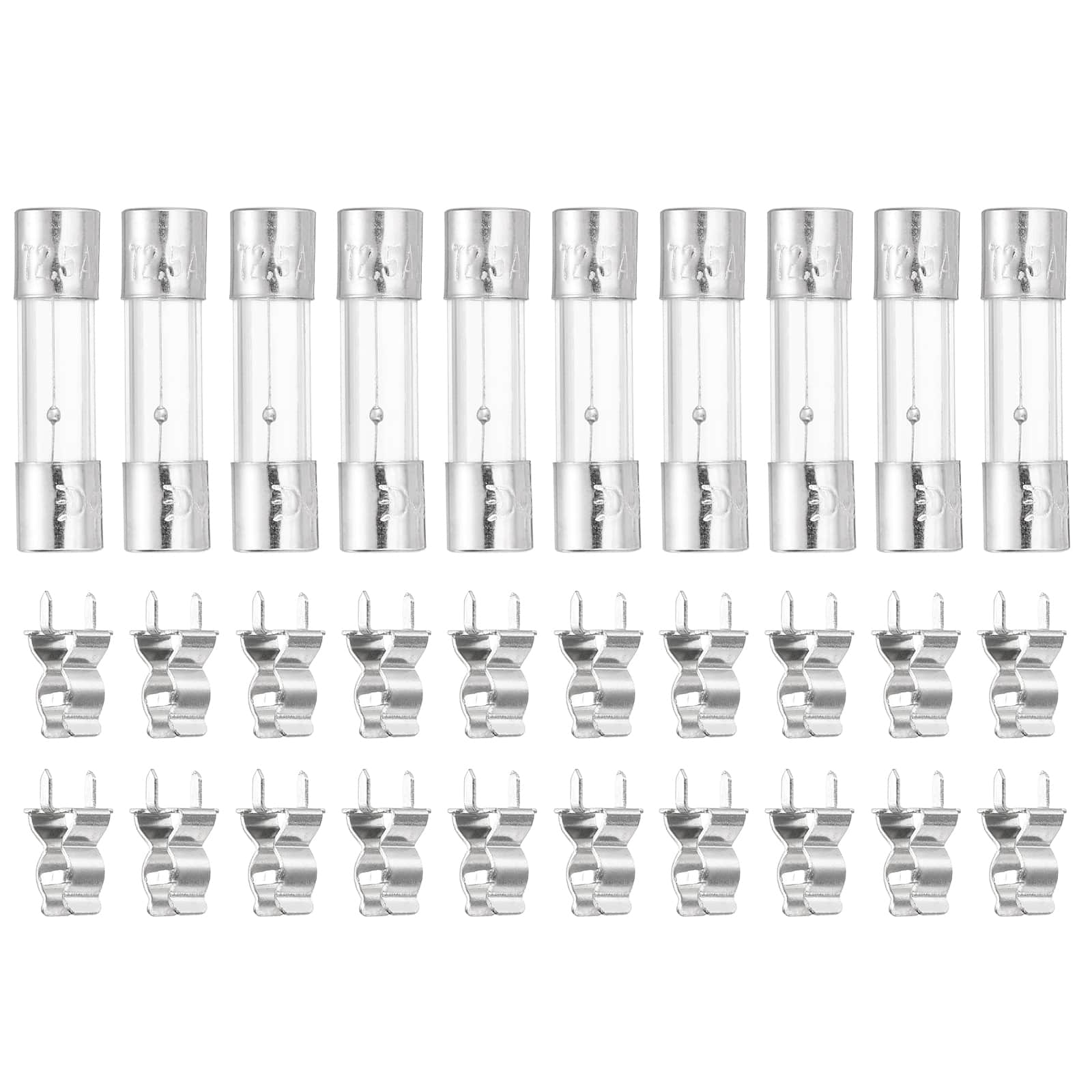 Unique Bargains - Glass Tube Fuses, 5x20mm 2.5A 250V Slow Fast Blow Glass Cartridge Tube Fuse with 20pcs Safety Clip 10pcs price history on PriceWatchPro