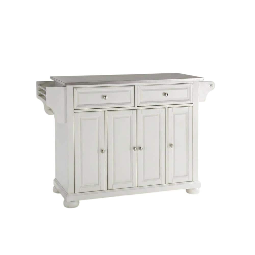 Crosley Furniture - Alexandria Stainless Steel Top Full Size Kitchen Island/Cart - White
