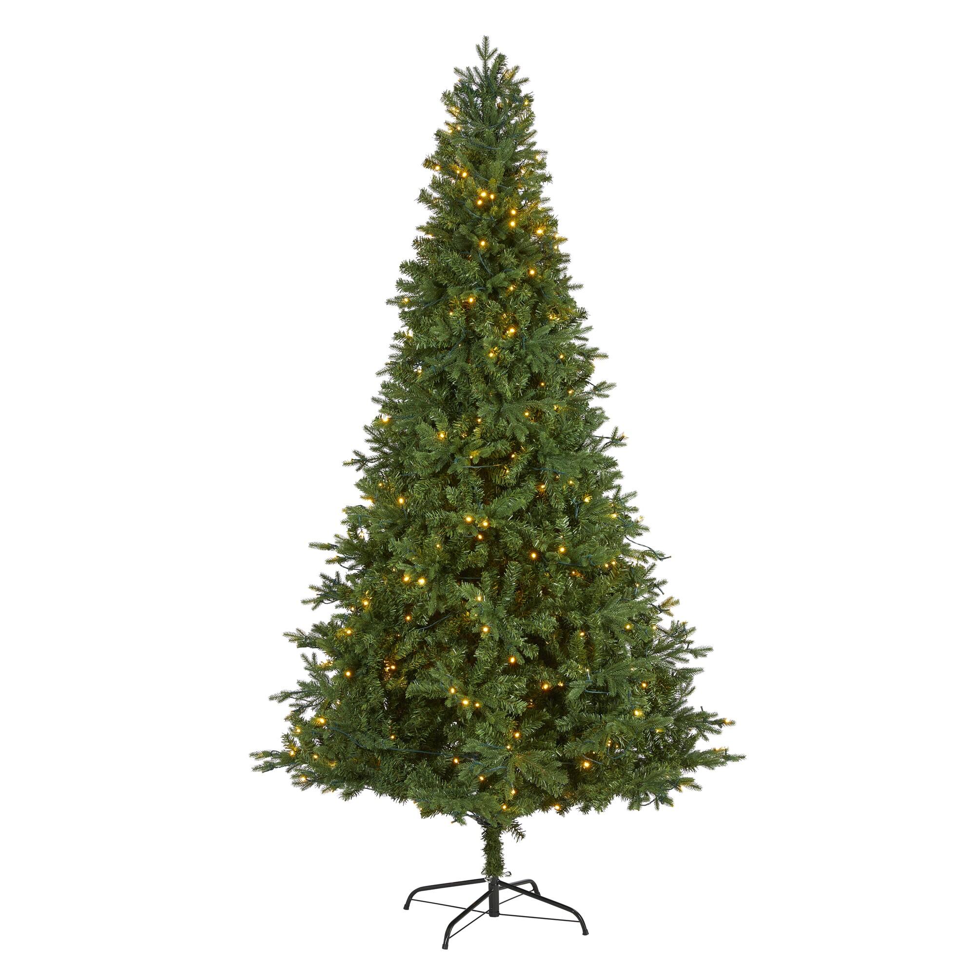 Front. BreeBe - 8' Vermont Fir Christmas Tree with 450 Clear LED Lights - Green.