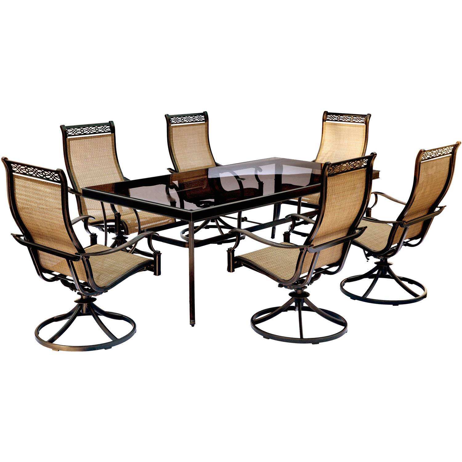 Front. Hanover - Monaco 7-Piece Patio Dining Set - Tan/Bronze.