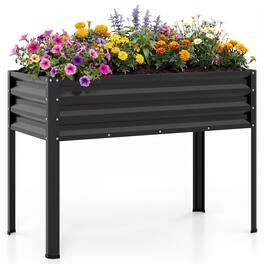 Costway - 1 PCS Raised Garden Bed with Legs, Electro-Coating Metal Large Elevated Planter Box - Black