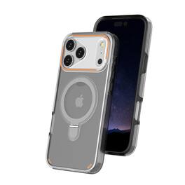 Dteck - Clear Matte 2-in-1 Case for Apple iPhone 17 Pro Max w/ Metal Holder,Shockproof Slim Soft TPU & Hard PC Rugged Cover - Black