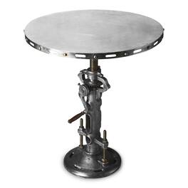 Butler Specialty - Fenwick 31.5 in. W Round Metal Adjustable Height Industrial Hall/Pub Table - Silver