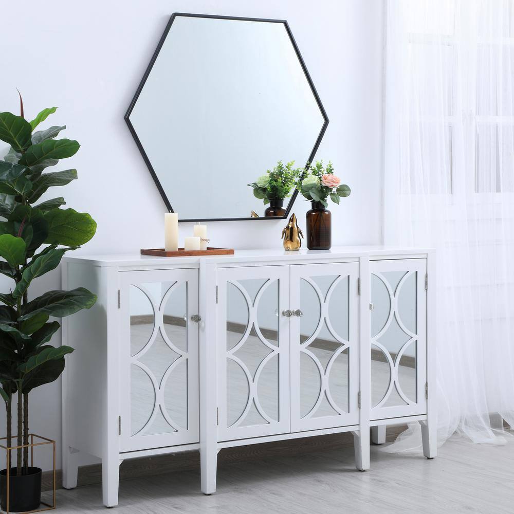 Alt View 6. Elegant Decor - Metal frame hexagon mirror 38 inch in Black - Black.