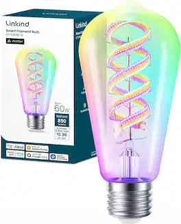 Linkind - ST19/ST58 Smart LED Bulb Matter Compatible, Color Changing (1-Pack) - Multicolor
