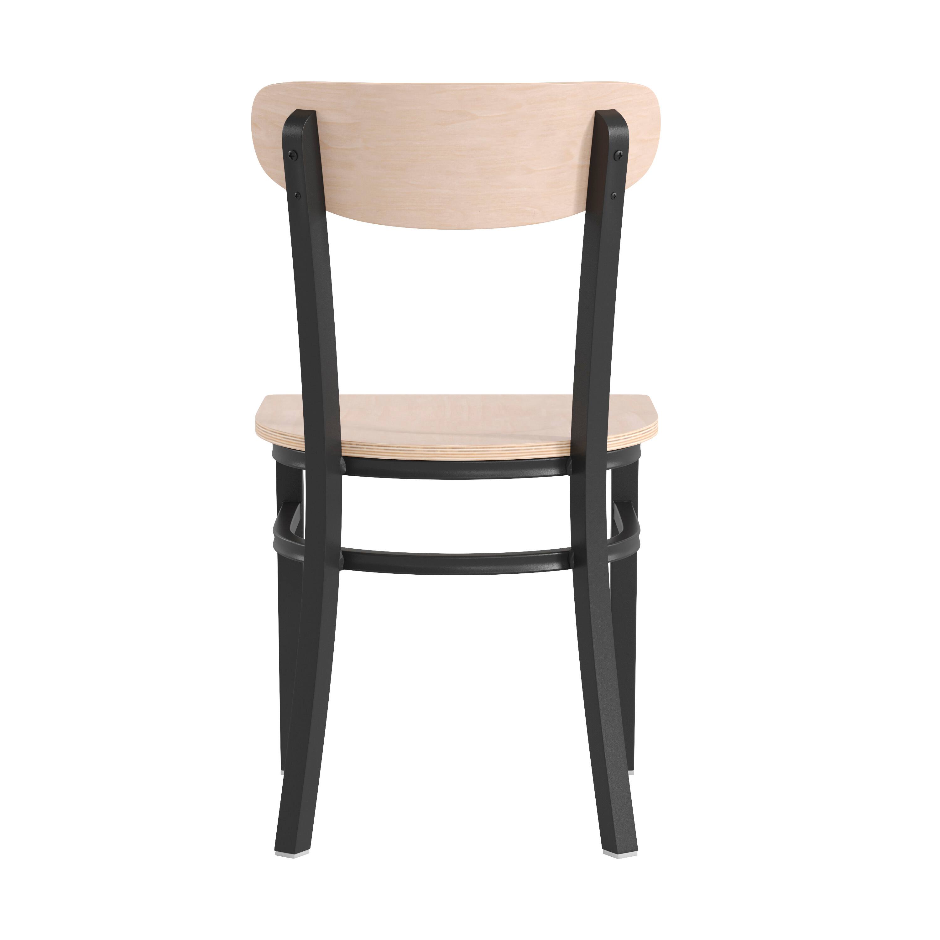 Alt View 7. Emma + Oliver - Yara Industrial Dining Chair with Rolled Steel Frame and Solid Wood Seat - 500 lbs. Static Weight Capacity - Natural Birch.