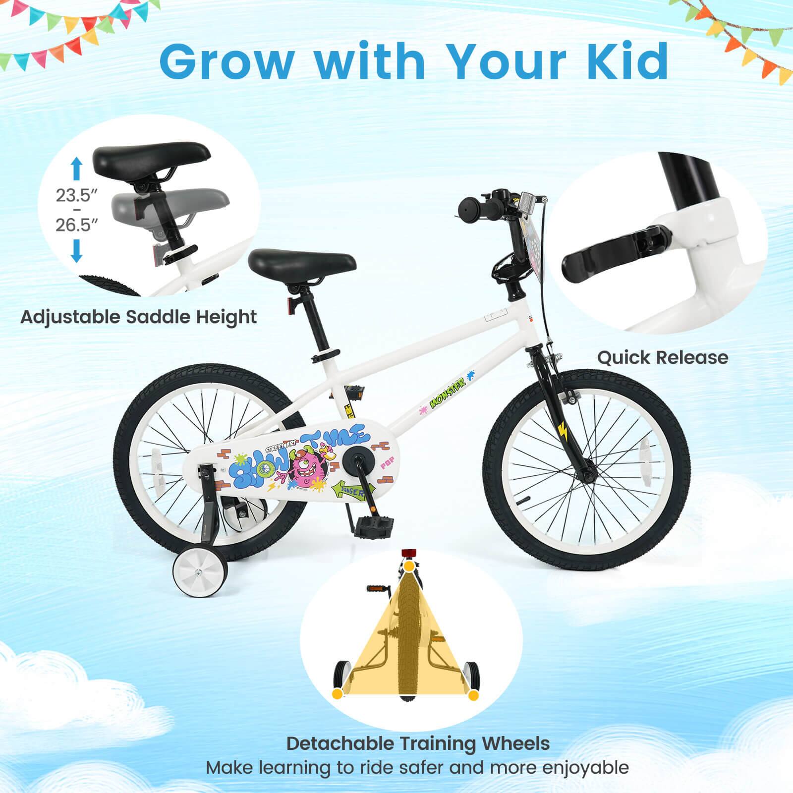 Grow with Your Kid

23.5" | 26.5" Adjustable Saddle Height

Quick Release

Detachable Training Wheels

Make learning to ride safer and more enjoyable