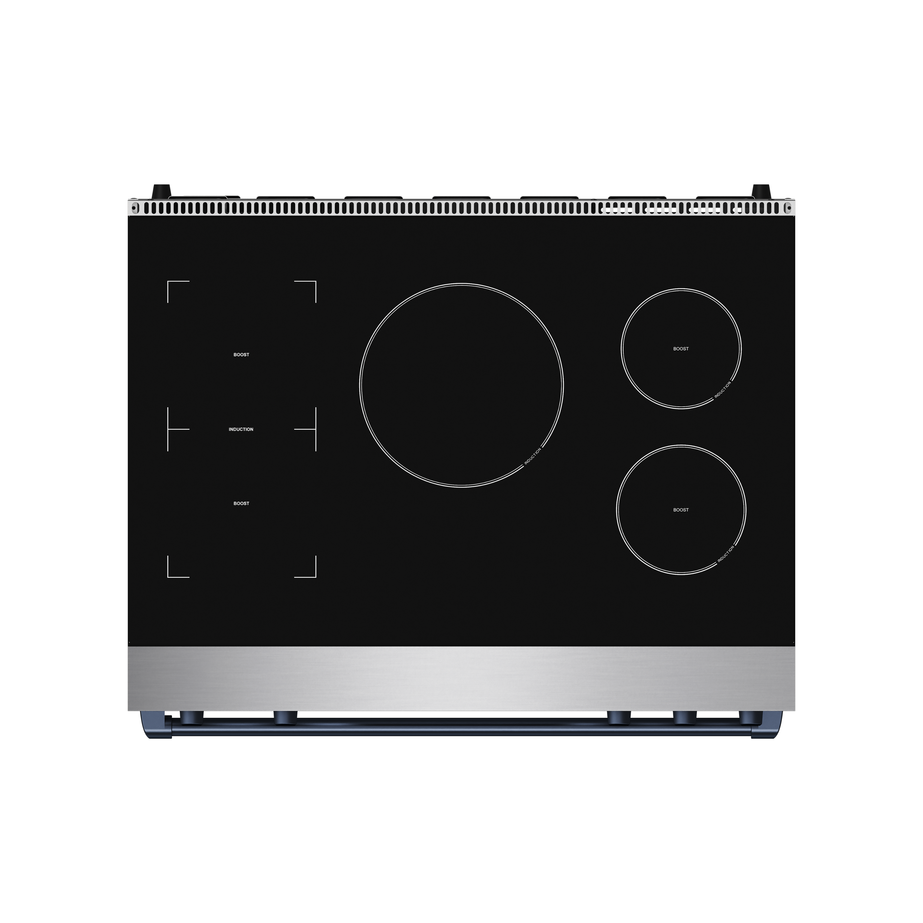 Back. Thor Kitchen - Gordon Ramsay Series by Thor Kitchen 6.0 Cu. Ft Freestanding Induction Range with Navy Blue Hardware - Stainless steel.