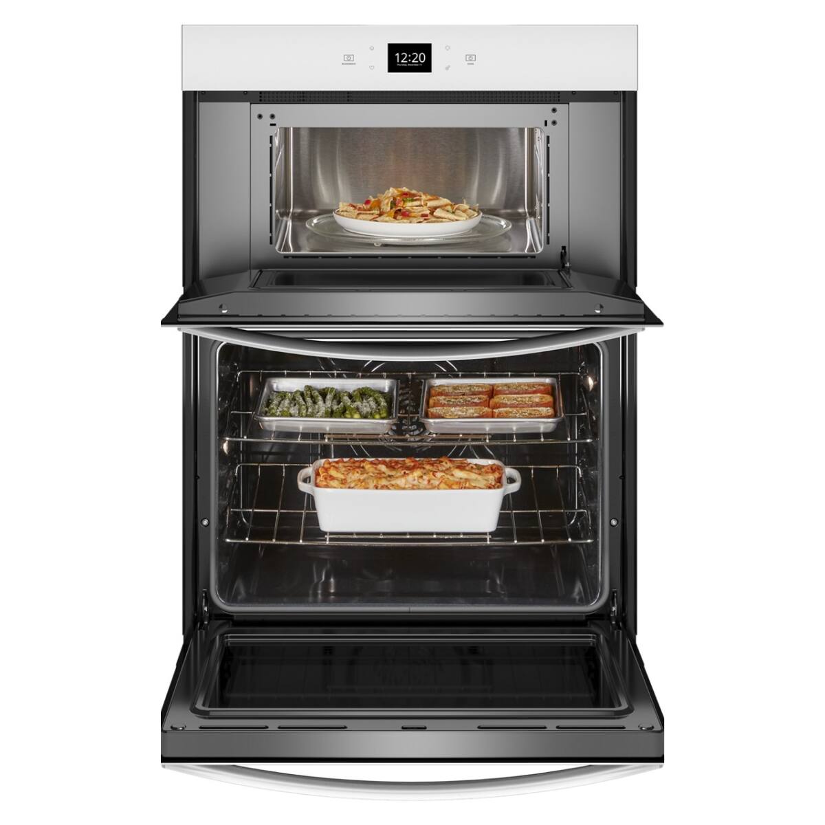 Angle. Whirlpool - Whirlpool - 6.4 Total Cu. Ft. Combo Wall Oven with Air Fry When Connected .- White - White.