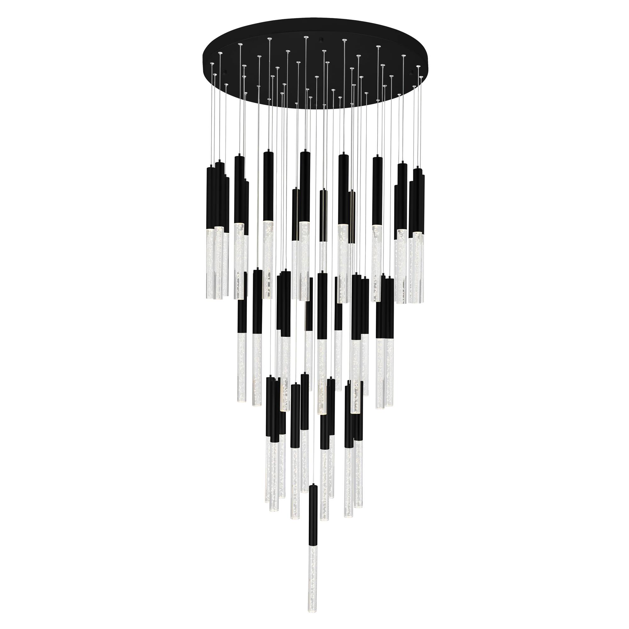 Left. CWI Lighting - Dragonswatch LED Integrated Chandelier with Black Finish - Black.