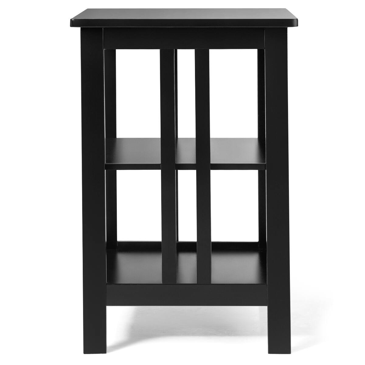 Alt View 8. Costway - Costway 3-tier Side Table Nightstand  Sofa End Table W/ Baffles and Round Corners - Black.