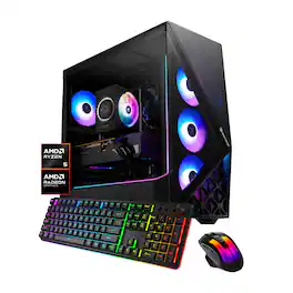 iBUYPOWER - Slate Gaming Desktop PC - AMD Ryzen 5 8400F 2024 AMD Radeon RX 9060 8GB 16GB DDR5 1TB NVMe SSD Storage - Black