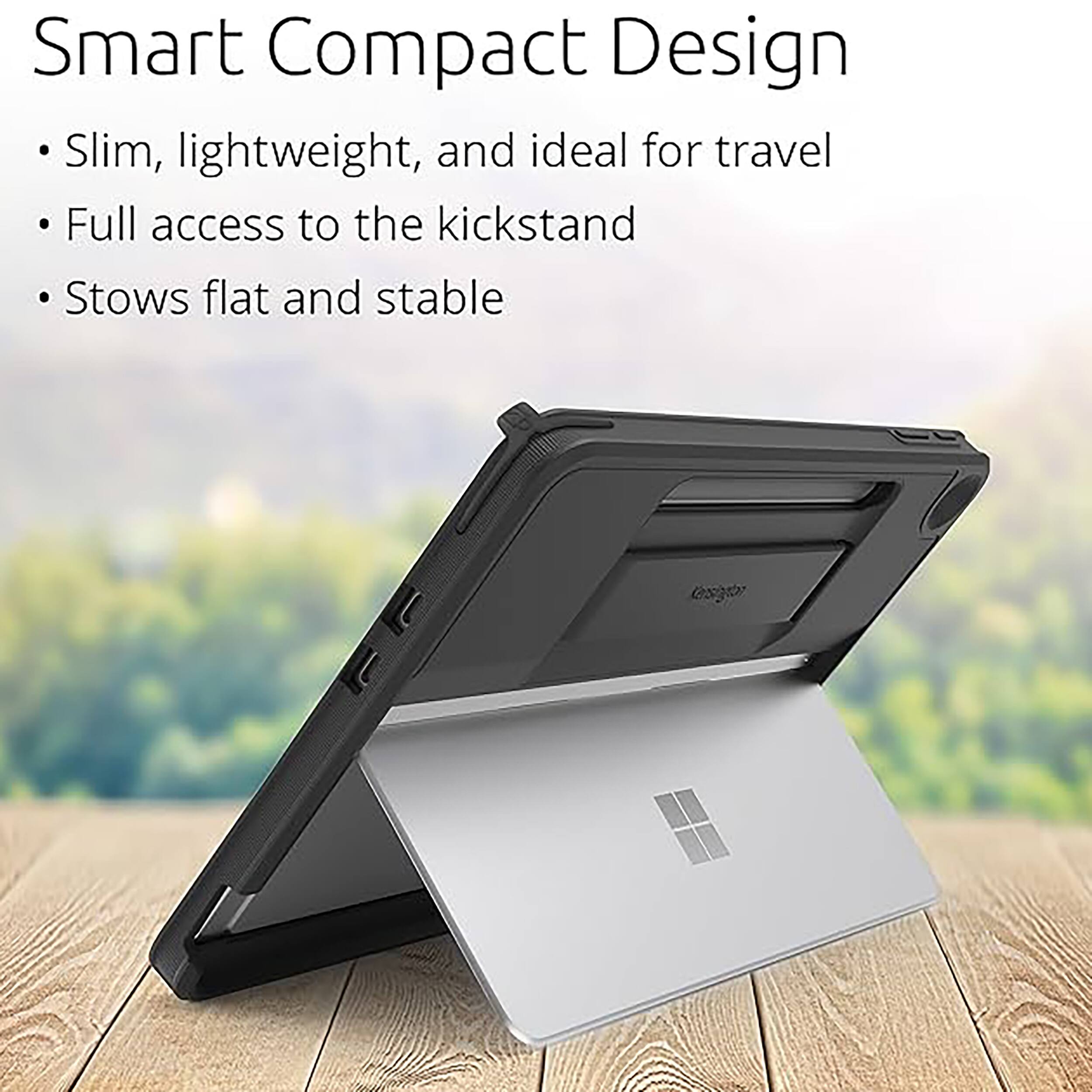 Smart Compact Design  
- Slim, lightweight, and ideal for travel  
- Full access to the kickstand  
- Stows flat and stable