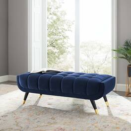 Adept 47.5" Performance Velvet Bench by Modway - Midnight Blue