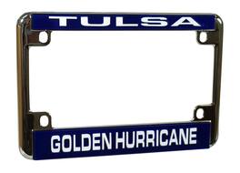 Rico Industries - Tulsa Golden Hurricane Chrome Motorcycle, RV or Trailer License Plate Frame - Multi