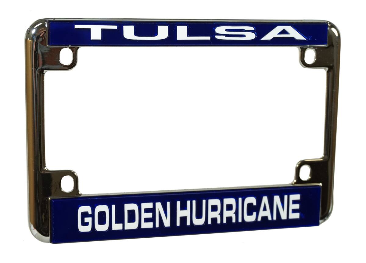 Tulsa Golden Hurricane Chrome Motorcycle License Plate Frame - also Recreational Vehicles, RVs, Bikes & Scooters