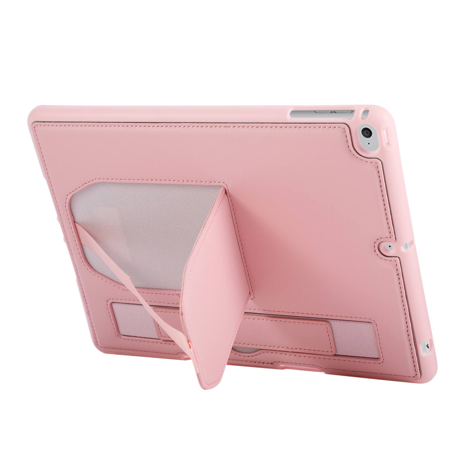 Alt View 1. Dteck - Shockproof Case for Apple iPad (6th Generation) 9.7" 2018 with Hand Strap and Kickstand, PU Leather TPU Protective Cover - Pink.