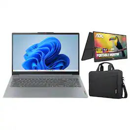 Bundle - Lenovo - IdeaPad Slim 3i 15.6" Full HD Laptop - Intel Core i5-1335U 2023 - 16GB Memory - 256GB SSD - Arctic Grey + Carry Case + Monitor