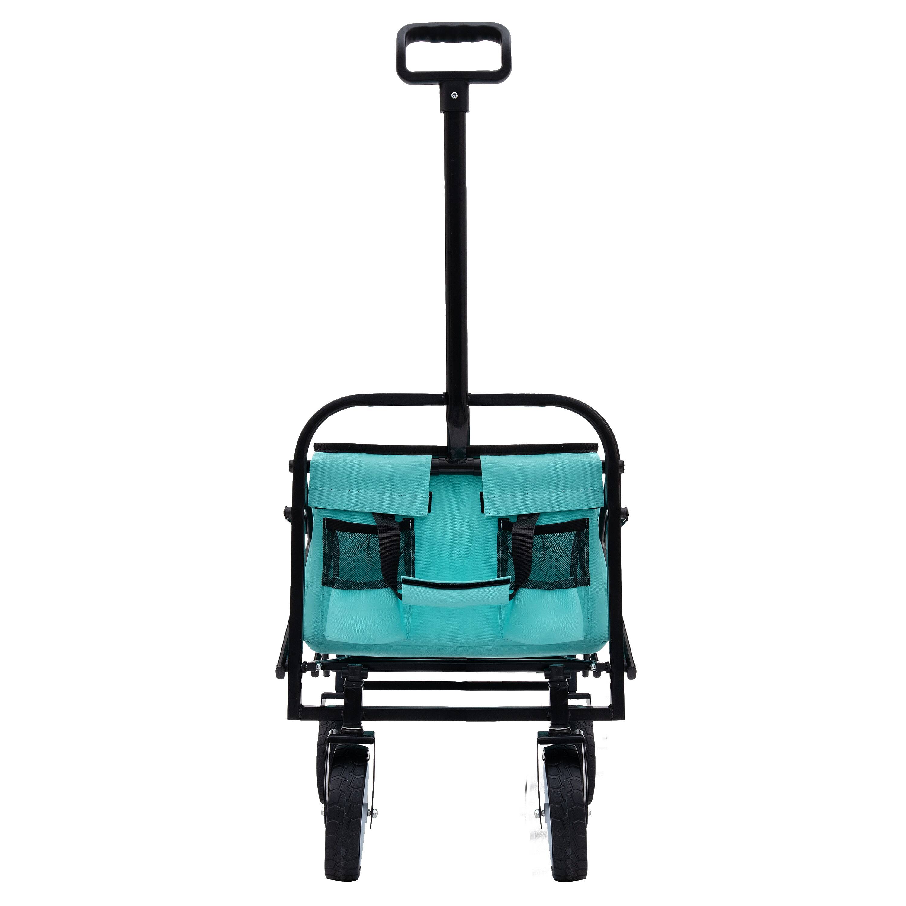 Alt View 8. Mondawe - Extendable Collapsible Wagon Utility Carts w/ 225LBS Capacity, 360° Wheels - Bright Blue.