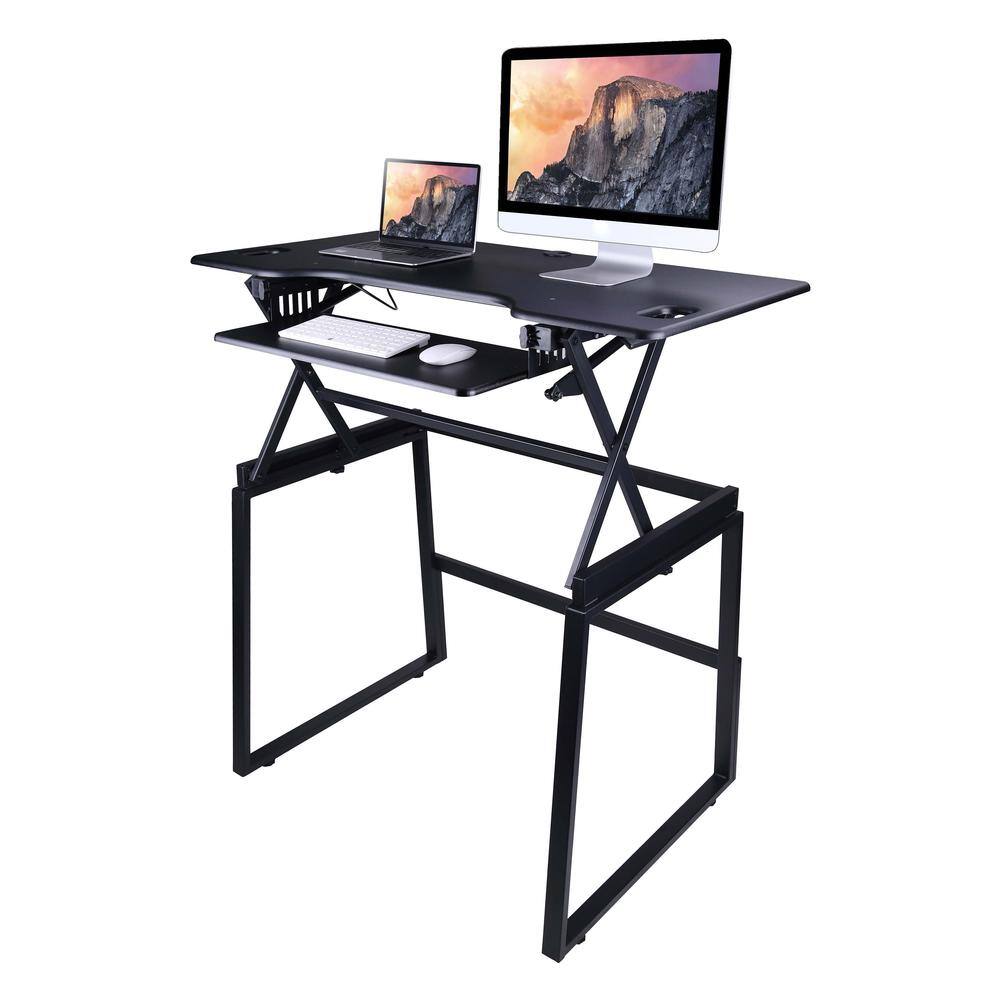 Angle. Rocelco - 46" Large Height Adjustable Standing Desk - Black.