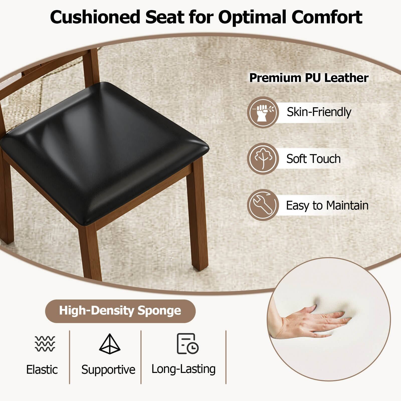Cushioned Seat for Optimal Comfort, Premium PU Leather, Skin-Friendly, Soft Touch, Easy to Maintain, High-Density Sponge, Elastic, Supportive, Long-Lasting