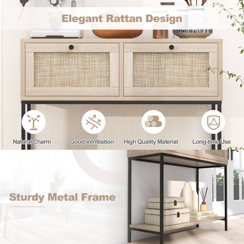 Elegant Rattan Design  
Natural Charm  
Good Ventilation  
High Quality Material  
Long-time Use  
Sturdy Metal Frame